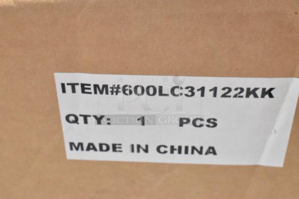 Brown shipping box with a label reading "ITEM# 600LC31122KK, QTY: 1 PCS, MADE IN CHINA." Contains Regency Locker Systems.