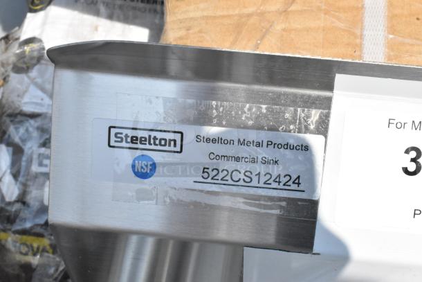 BRAND NEW Steelton 522CS12424 stainless steel commercial sink, 29.5", one compartment, 18-gauge, scratch and dent condition.