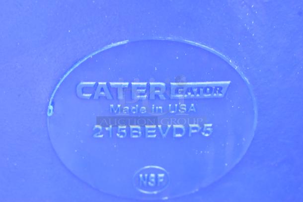 Blue CaterGator 5 Gallon Insulated Beverage Dispenser, model 215BEVDP5BL, brand label visible. Made in USA.