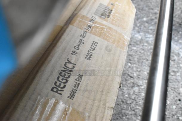 Regency stainless steel table, scratch and dent, 18-gauge. Box label shows model 600T1872G.