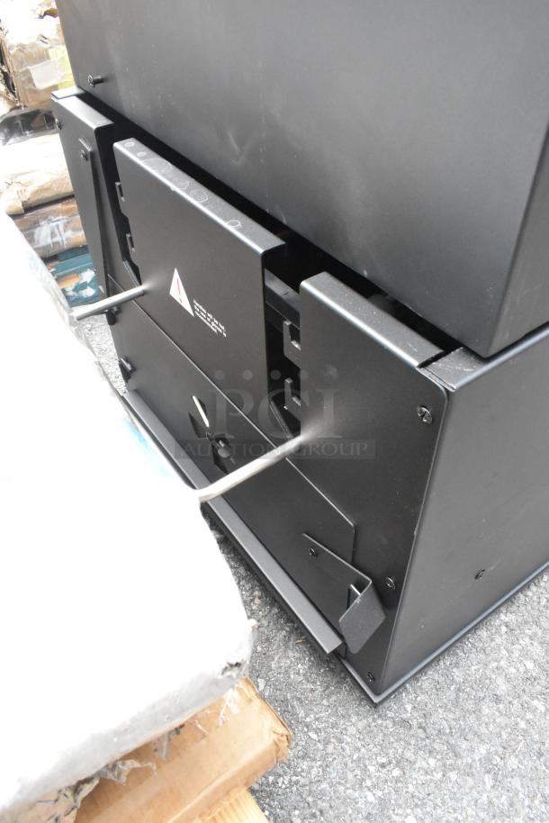 BRAND NEW Backyard Pro 554SMOKR60AS 60" charcoal/wood smoker grill. Features adjustable grates, minor dents.