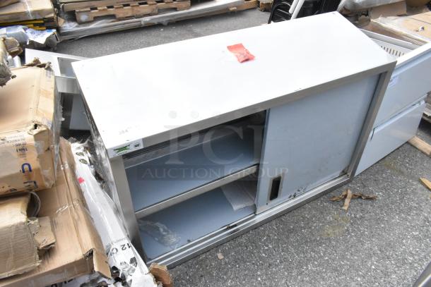 Regency 600WCS1548 stainless steel wall cabinet, 48", sliding doors, brand new with scratches, visible NSF tag.