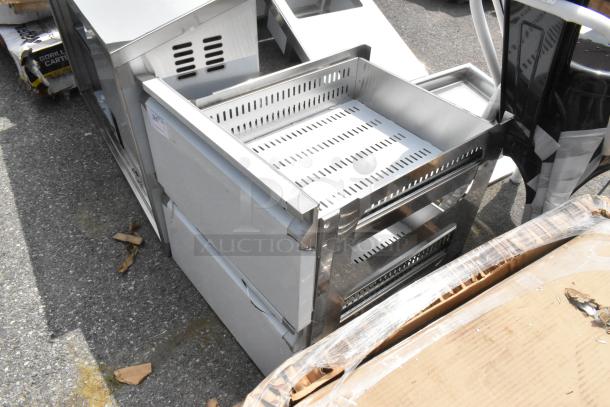 Brand new stainless steel drawers with minor scratches and dents. Includes two drawers. High-quality and durable.