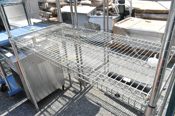 Metro Chrome Finish 3 Tier Wire Shelving Unit, sturdy design, excellent condition. Buyer responsible for dismantling.