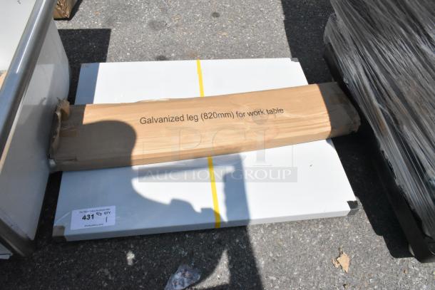 Brand new Regency 600T2430G stainless steel work table, 24"x30", 18-gauge, with galvanized legs, scratch and dent condition.