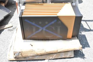 3 BRAND NEW SCRATCH AND DENT! Items Including Lancaster Table & Seating Metal and Wood Pattern Trash Can Shell, 257SFPT600 Lavex 36