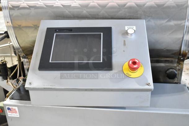 US Roaster Corp 23 Kilo Coffee Roaster, metal, natural gas-powered, touchscreen controls. 208-230/460V, 3-phase. Made in USA.