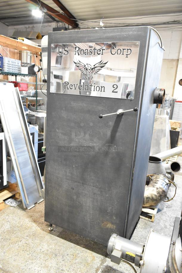 US Roaster Corp 23 Kilo natural gas coffee bean roaster. Metal body, Revelation 2 model, 208-230/460V, 3-phase.