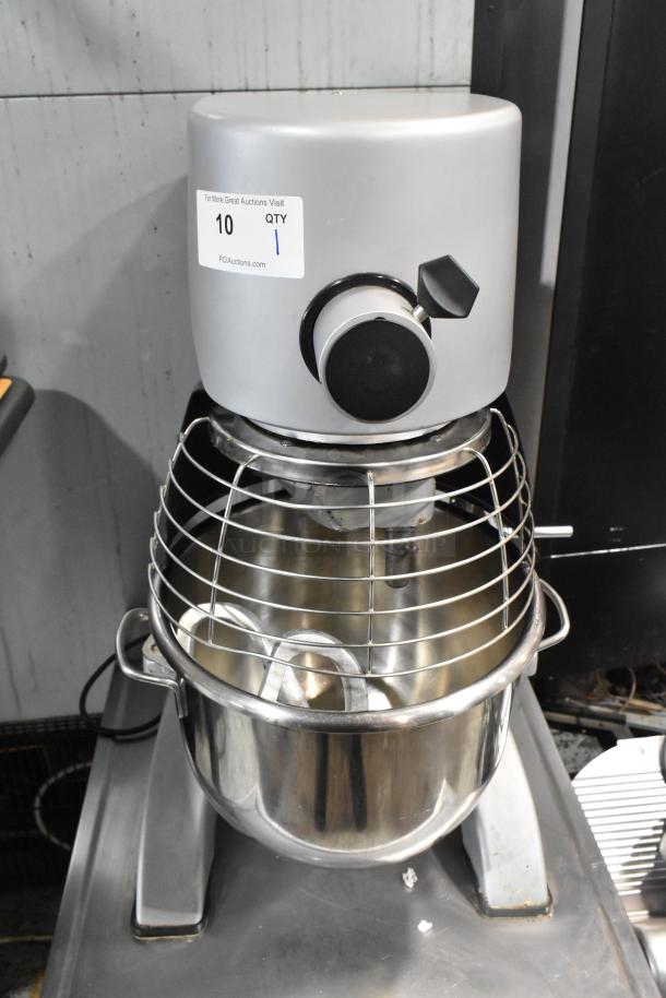Berkel FMS20 mixer with stainless bowl, guard, dough hook on steel stand, commercial casters. 100-120V, 1 phase. Tag 10 QTY 1.