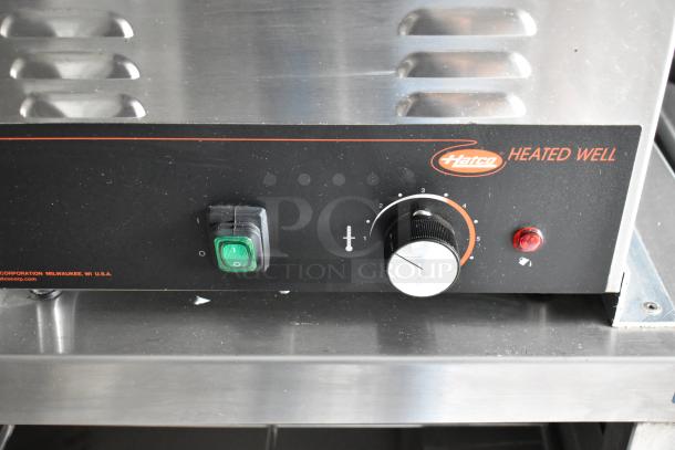 Hatco heated well with control knob and indicator lights, stainless steel finish, ideal for food trailer use.