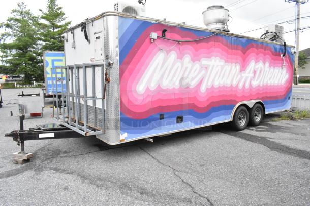"More Than A Dream" food trailer, fully equipped, vibrant pink and blue design, exterior in excellent condition.