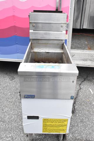 2020 Pitco Frialator SG14R deep fryer, stainless steel, propane-powered, 122,000 BTU, commercial use, fair condition.