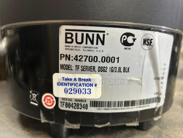 Bunn DGS-2 ThermoFresh Digital Sight Gauge, 1Gal, label showing model, part number, and certification marks; excellent condition.