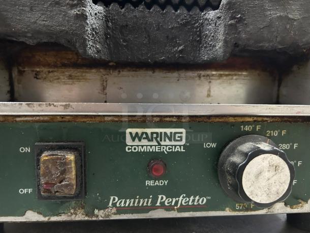 Waring WPG-150 Panini Grill in super nice condition, 120V, fully tested and working, with control knobs and temperature settings visible.