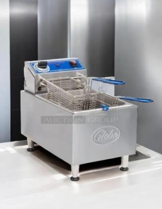 Globe PF-10E 10LB electric countertop fryer, stainless steel, lightly used, fully tested and working, excellent condition.
