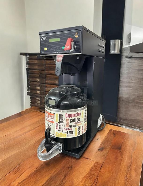 Curtis D500-GT-12B Automatic Airpot Coffee Brewer, black with digital controls, excellent condition, 120V, fully tested.