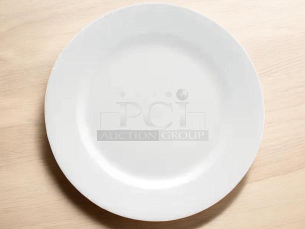 White 16" diameter dining plate, like new condition, made in China, smooth surface, no visible marks or defects.