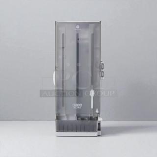Brand new Dixie SSSD-120 Smart Stock spoon dispenser, sleek design, transparent casing. Marked "Dixie Ultra."