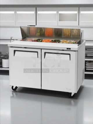 Turbo Air MST-48-18-N prep table refrigerator, excellent condition, with over shelf, tested and working, voltage 115.