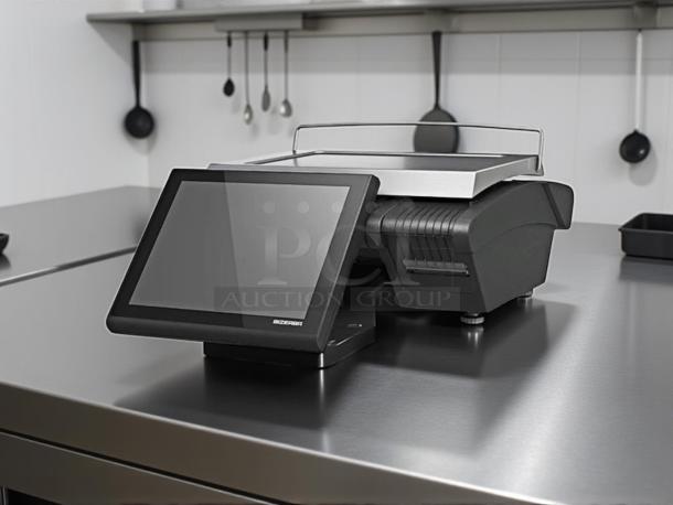 Bizerba KH II 100 PRO 30 lb. PC Computing Scale on countertop, excellent condition, with touchscreen display and sleek design.