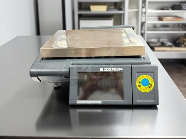Bizerba KH II 100 PRO 30 lb. PC countertop computing scale in excellent condition; features digital display and Los Angeles inspection sticker.