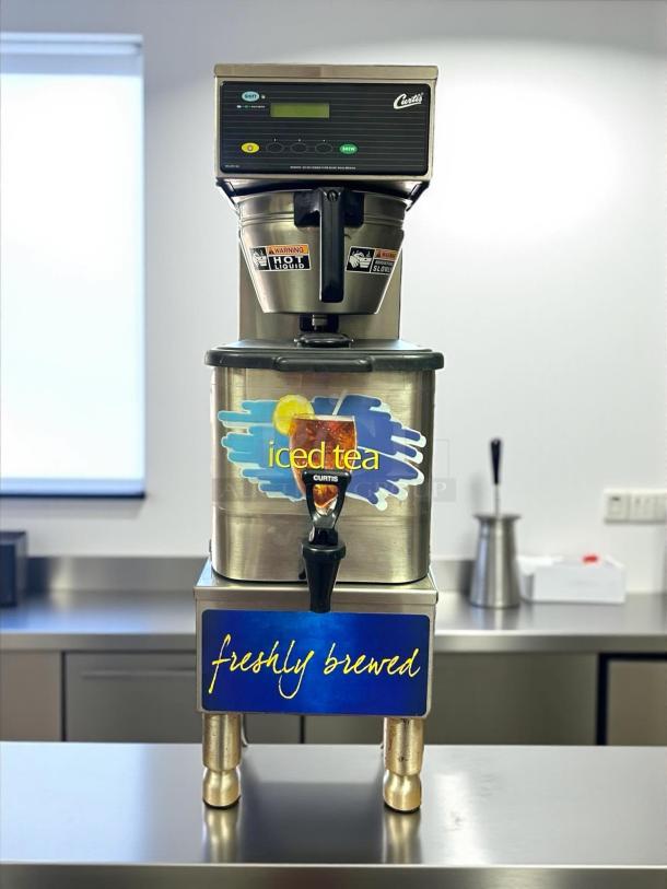 Curtis TBP 3 gal Low Profile Brewer, digital controls, stainless steel, "iced tea" and "freshly brewed" labels, 120v, great condition.