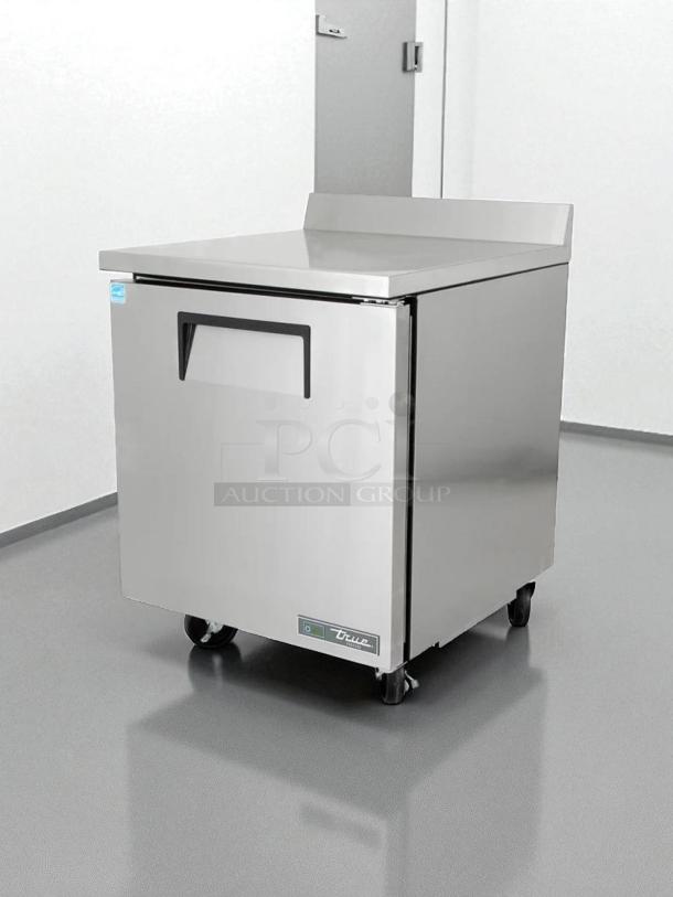 True TWT-27F Work Top Freezer, stainless steel, excellent condition, fully tested, on casters, with front access door.