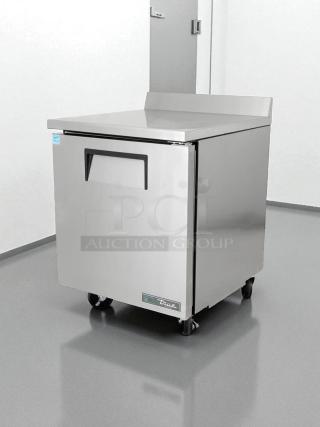 True TWT-27F Work Top Freezer, stainless steel, excellent condition, fully tested, on casters, with front access door.