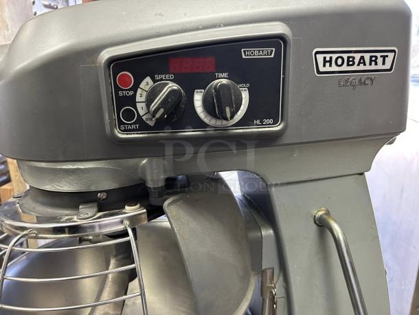 Hobart HL200-1STD mixer, 20 quart, 1/2 HP, excellent condition, fully tested, Legacy+ series, visible controls and markings.