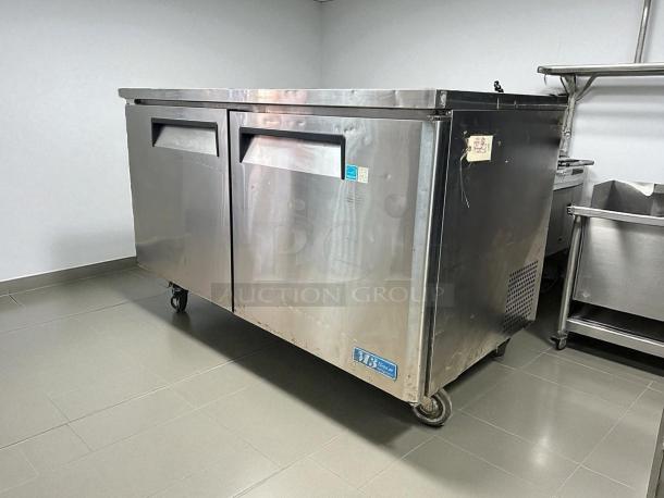 Turbo Air MUR-60-N undercounter refrigerator, 60", excellent condition, stainless steel, tested working, 115 volts, Phase 1.