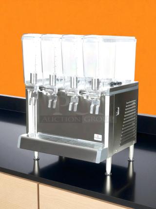 Crathco CS-4E-16-290 refrigerated drink dispenser with four 2.4-gal bowls, pre-mix, 120v, stainless steel, fully tested.