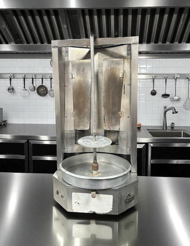 Optimal Automatics 3-PG Autodoner gas vertical broiler & rotisserie, 65 lb capacity, 120v, excellent condition.