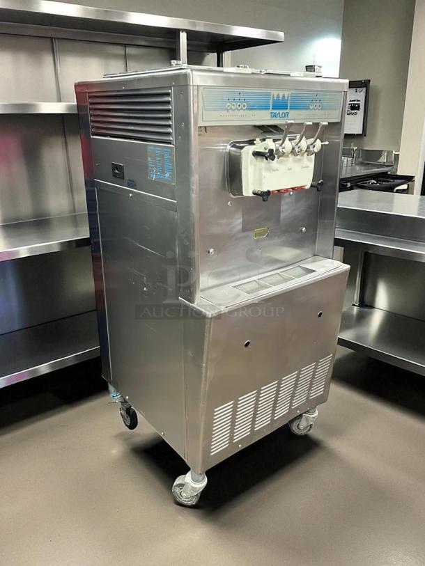 Taylor Y339-27 Gravity Ice Cream Machine in stainless steel, 208/230 V, 1 Phase, on wheels. Excellent condition, fully tested.