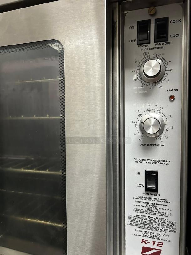 Southbend KLGS/27SC double gas convection oven, 53,000 BTU, excellent condition, control panel close-up, fully tested.