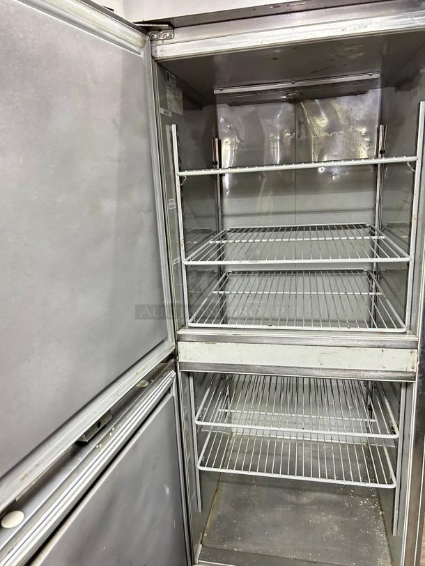 Delfield GBR1P-SH reach-in refrigerator, excellent condition, 27.4" wide, two right hinge solid doors, tested and working.