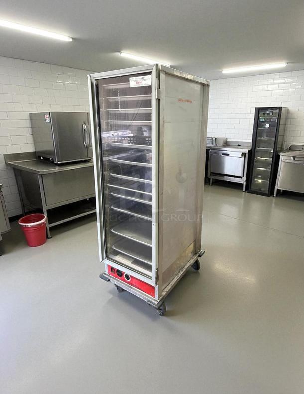 Avantco HEAT-1836I insulated heated holding cabinet with clear door, fully tested, excellent condition, 120V, mobile on casters.