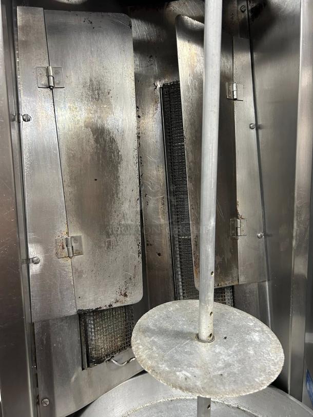 Optimal Automatics 3-PG Gas Vertical Broiler, excellent condition, 65 lb. capacity, stainless steel interior, fully tested and working.