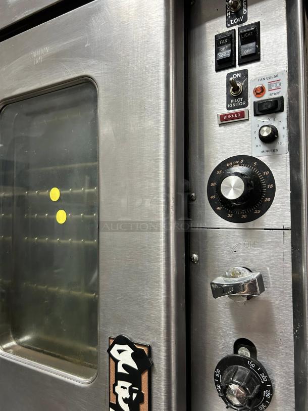Montague 2-115A Vectaire convection oven, natural gas, dual-deck, stainless steel, excellent condition, tested working.