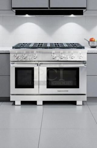 Brand New American Range Cuisine Iconica ARR-488DF-N 48" stainless steel dual fuel range, professional style.