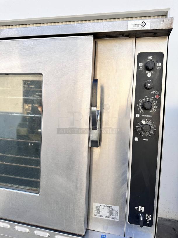 Blodgett AC500 nat gas convection oven, double stacked, stainless steel, tested, extra capacity, excellent condition.