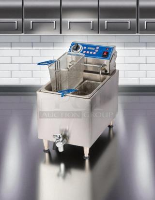 Globe GPC16 12" electric countertop pasta cooker, excellent condition, fully tested, 208/240 volts, includes baskets and controls.