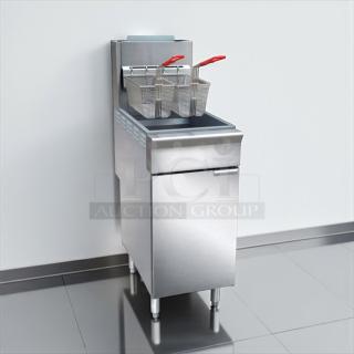 Great Condition - Black Diamond BDGF-ES35/NG Gas Fryer - (1) 35 lb Vat, Floor Model, Natural Gas - New, working! - Item #1198794