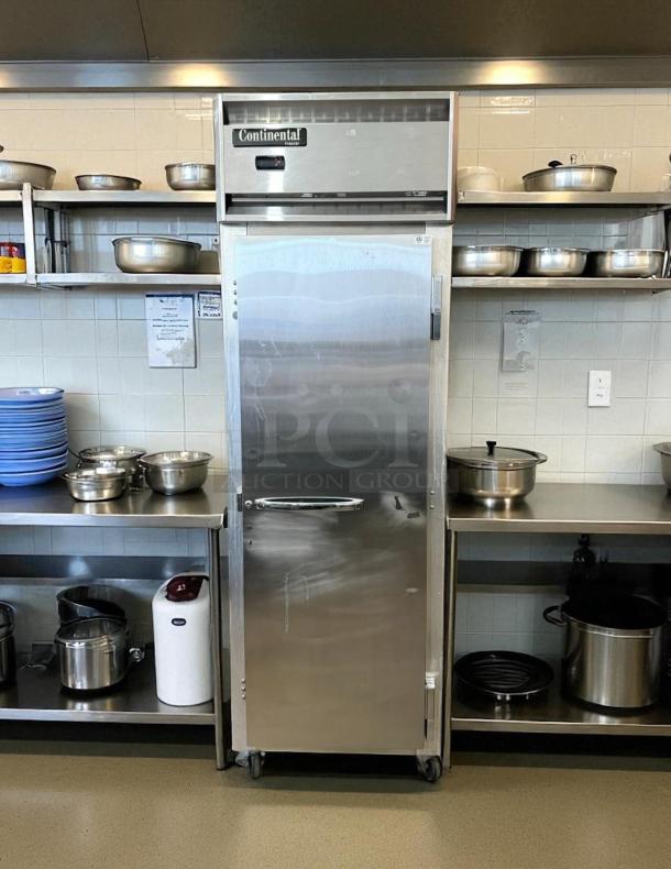 Continental Refrigerator 1F freezer, reach-in, one-section, stainless steel, good condition, model label visible.