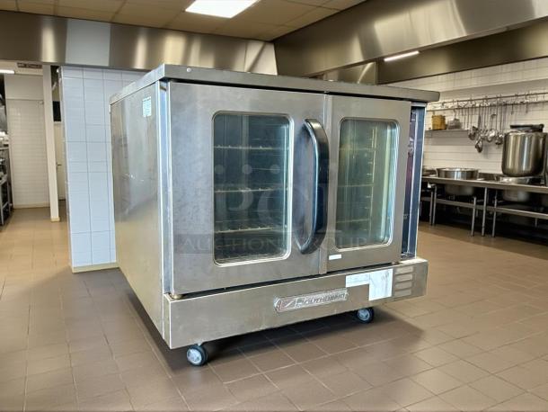 Southbend PCG50S/SI natural gas convection oven, 50,000 BTU, great condition, tested and working, dual glass doors, on wheels.