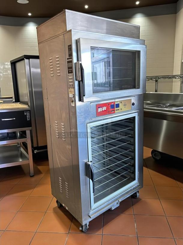 NUVU QB-3/9 Proofer Oven, Model SUB-123P, electric, 208v, stainless steel, dual glass doors, pristine condition.