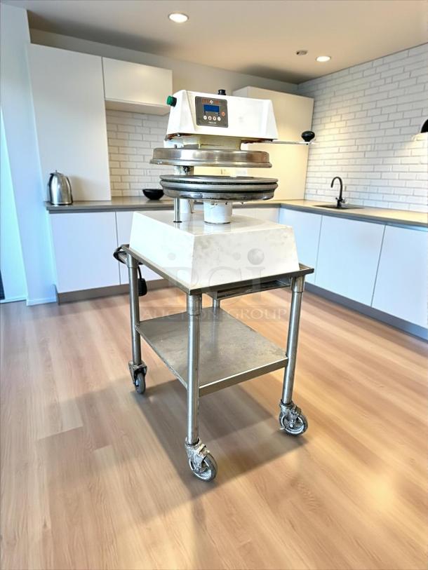 Proluxe DP2350S Apex Pro X2 12" pizza dough press, hydraulic automatic, dual heat, excellent condition, stainless steel.