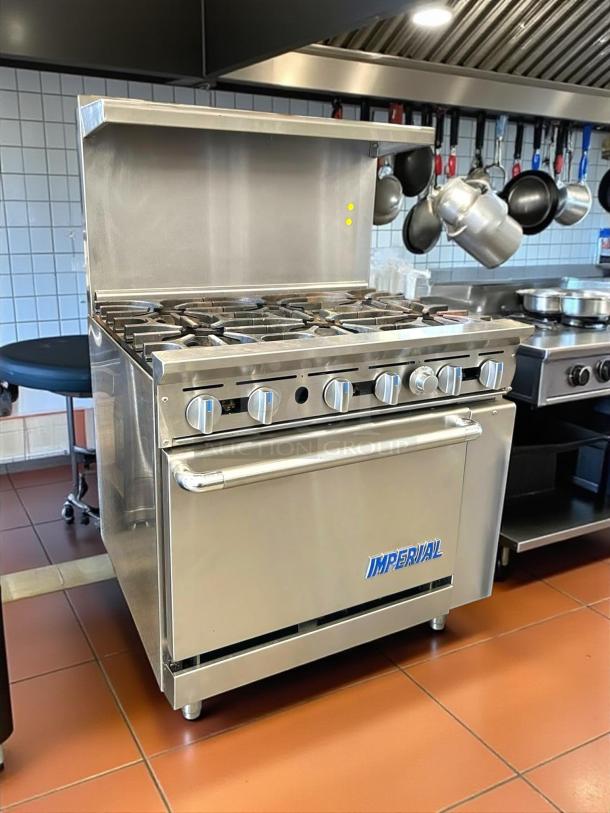 Imperial IR-6NG Pro Series 36" natural gas range with 6 burners, 26.5" oven, 227,000 BTU, in immaculate condition.