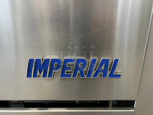 Imperial Range logo on stainless steel surface. Appears in immaculate condition, model IR-6NG.