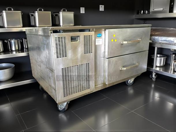 Randell FX-2WS-290 48" refrigerated chef base with two drawers, 115v, stainless steel, tested and working, great condition.