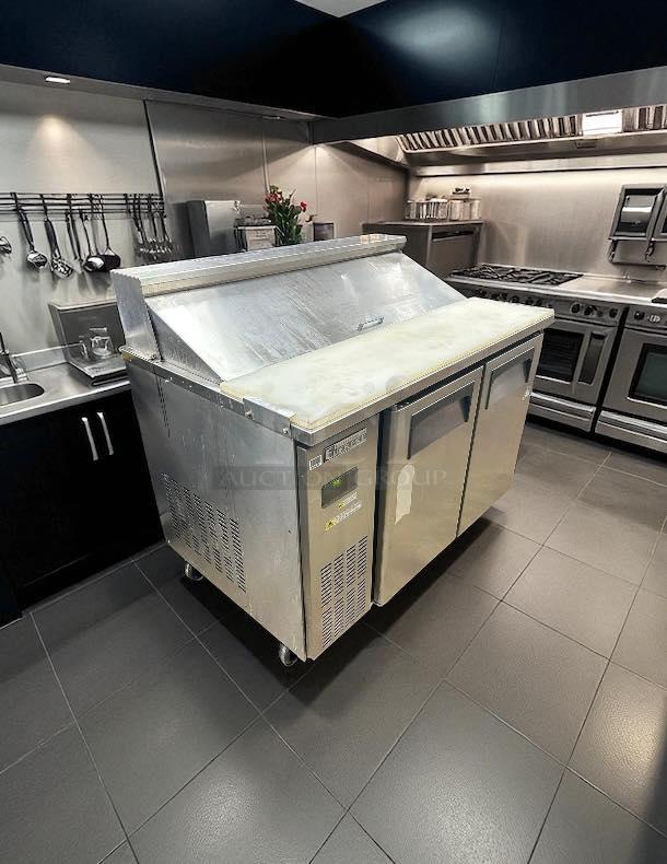 Everest EPR2-24 stainless steel sandwich prep table, 47.5", 2 solid doors, tested, working, great condition.
